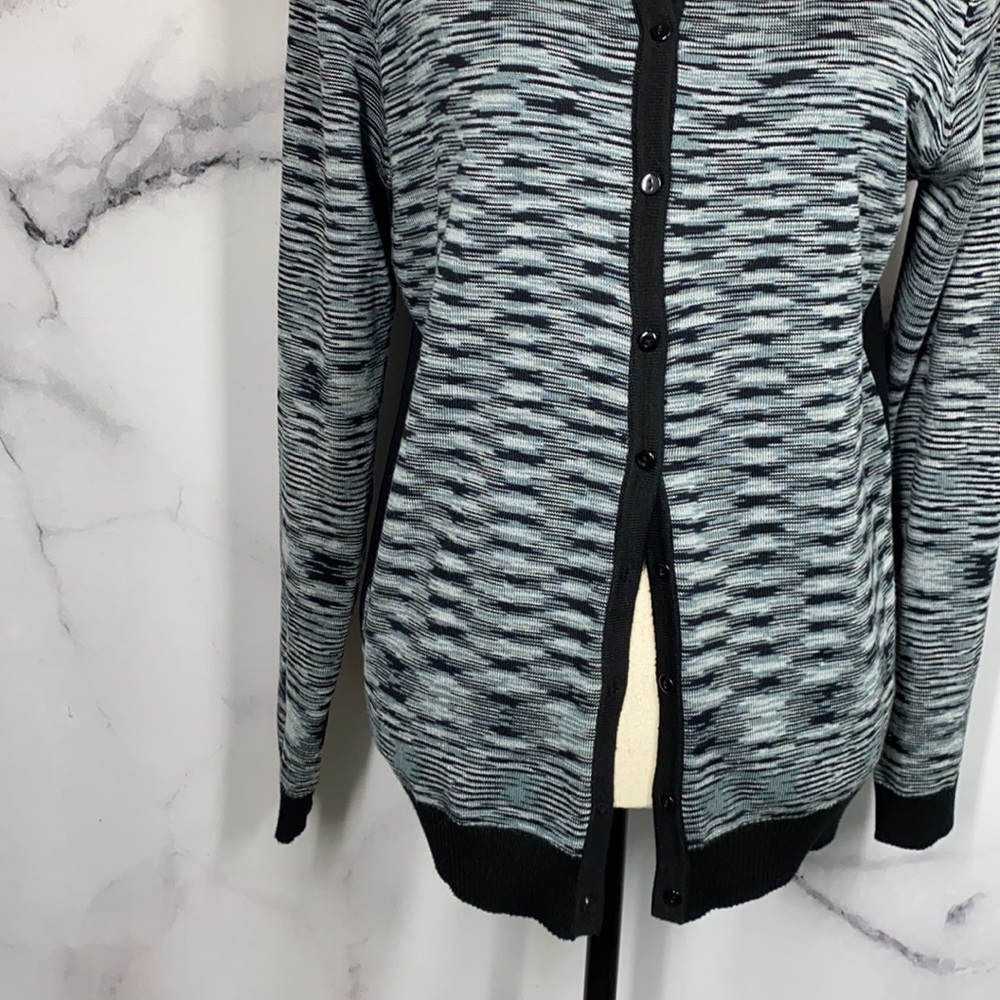 VILA MILANO gray and black space dye button up cardigan sweater Large - Picture 3 of 6